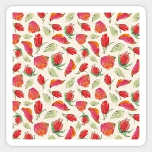 Beautiful Rose Buds and Leaves Pattern Magnet